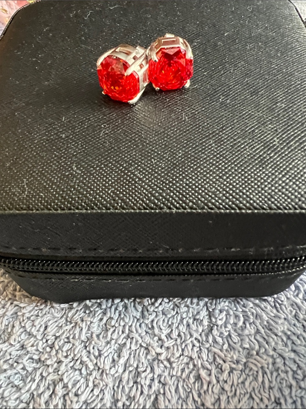 Sterling silver Red Crystal Stud Earrings